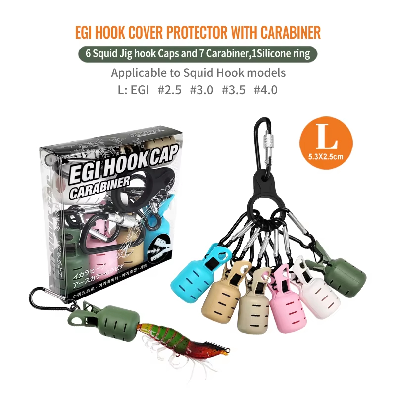 6개의 다채로운 오징어 지그 훅 캡 보호 키트(카라비너 - Fishing Lure Making Kit 리뷰 및 가격