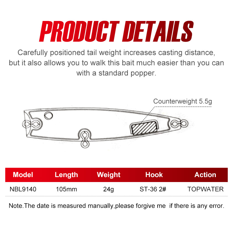Noeby 포퍼 낚시 미끼 105mm 24g Topwa - Fishing Lure Buzzbait 리뷰 및 가격